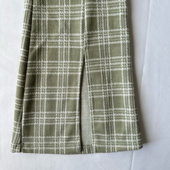 Urban Outfitters Urban Renewal Remnants Plaid Front Slit Olive Pants - Picture 5 of 11